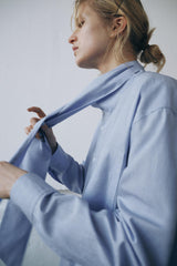 ZARA ZW COLLECTION Bow Shirt - Blue SzL