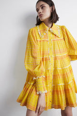 AJE Wilderness Smock Dress - Yellow Check Sz10