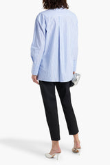 DEREK LAM 10 CROSBY  Estrella Metallic Striped Shirt - Blue SzXS