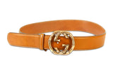 GUCCI Bamboo Leather Belt - Brown Antique Rose Gold SzM