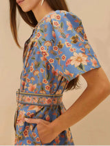 FARM RIO Tapestry Printed Mini Dress - Superbloom Blue SZL
