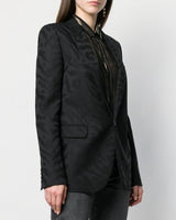 SAINT LAURENT Shadow Zebra Wool Jacket - Black Sz42 NZ M