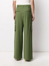 TIBI Cargo Palazzo Trousers - Army Green Sz6