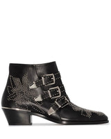 CHLOÉ Susanna Studded Leather Ankle Boots - Black & Silver EU38