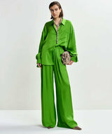 ESSENTIEL ANTWERP Judith Ruffle Oversize Shirt - Green SzXS