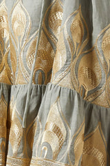GREEK ARCHAIC KORI Phoenix Embroidered Mini Dress - Green & Gold SzM