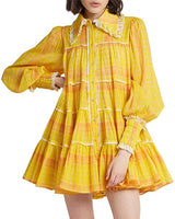 AJE Wilderness Smock Dress - Yellow Check Sz10