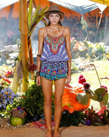 CAMILLA Silk Printed Shoestring Strap Camisole - Artesania Sz2 Small