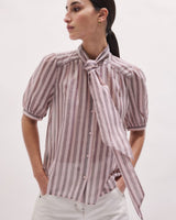 ME + EM Soft Stripe Blouse - Rose Pink Sz10