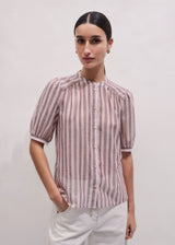 ME + EM Soft Stripe Blouse - Rose Pink Sz10