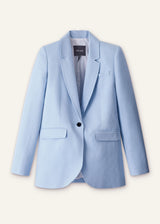 ME+EM Sharp Shoulder Blazer Italian Linen Blend - Sky Blue Sz16