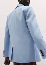 ME+EM Sharp Shoulder Blazer Italian Linen Blend - Sky Blue Sz16