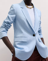 ME+EM Sharp Shoulder Blazer Italian Linen Blend - Sky Blue Sz16