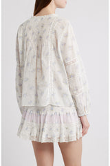 LOVE SHACK FANCY Lita Button-Up Top - Floral SzXL