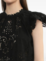 SEA NEW YORK Gianna Lace Top - Black Sz Medium