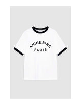 ANINE BING Jaylin S Sleeve T-Shirt Paris - White  Sz Large