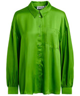 ESSENTIEL ANTWERP Judith Ruffle Oversize Shirt - Green SzXS