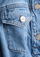 GANNI Broderie Anglaise Denim Mini Dress - Blue Sz36 NZ8