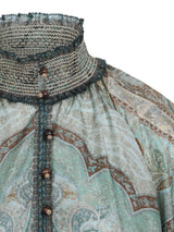 ZIMMERMANN Wanderlust Billow Midi Dress - Green Sz3 NZ12