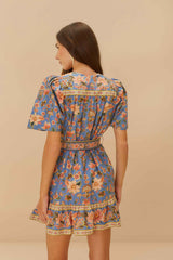 FARM RIO Tapestry Printed Mini Dress - Superbloom Blue SZL