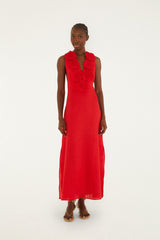 FARM RIO  3d Flower Maxi Dress - Red SzXS