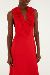 FARM RIO  3d Flower Maxi Dress - Red SzXS