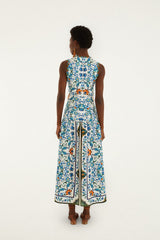 FARM RIO Flora Tile Scallop Maxi Dress - Off-White SzS