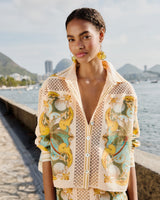 FARM RIO Royal Sea Crochet Detail Shirt - Multi Colour SzXL