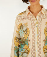 FARM RIO Royal Sea Crochet Detail Shirt - Multi Colour SzXL