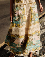 FARM RIO Royal Sea Crochet Midi Skirt  - Sand Coloured