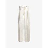 BOSS Pinstriped Linen-Blend Trousers - Cream Sz8