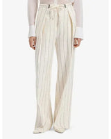 BOSS Pinstriped Linen-Blend Trousers - Cream Sz8