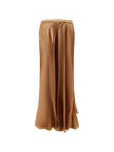 MES DEMOISELLES Calista Satin-Effect Maxi Skirt - Caramel Sz36 NZS