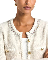 DEREK LAM 10 CROSBY Zaria Embellished Cardigan Jacket - Ivory Sz Small