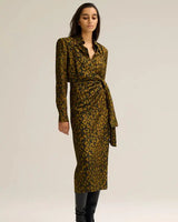 SCANLAN THEODORE Silk Jacquard Wrap Dress - Animal Print SzL