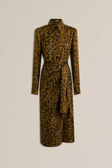 SCANLAN THEODORE Silk Jacquard Wrap Dress - Animal Print SzL