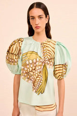 ULLA JOHNSON Ravena Top  - Water Blossoms Sz4 NZ8