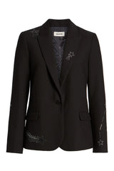 ZADIG & VOLTAIRE Victor Strass Embellished Blazer - Black Sz38 NZ8