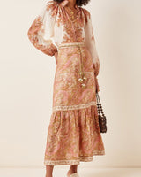 ZIMMERMANN Brighton Frill Hem Skirt - Paisley Sz2 NZ12