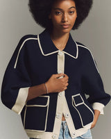 ESSENTIEL ANTWERP Jugly Knit Jacket - Navy SzS