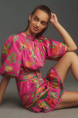 FARM RIO Puff Sleeve Mini Dress - Fruit Garden  SzM