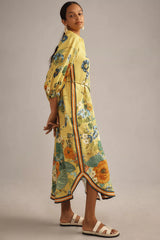 ALÉMAIS Cressida Linen Midi Shirtdress - Yellow Sz12