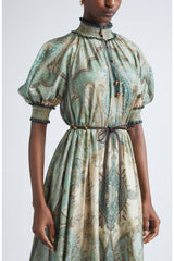 ZIMMERMANN Wanderlust Billow Midi Dress - Green Sz3 NZ12