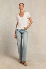 HOLLAND COOPER Relaxed Fit V-Neck Tee - White SzS