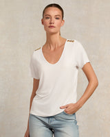 HOLLAND COOPER Relaxed Fit V-Neck Tee - White SzS