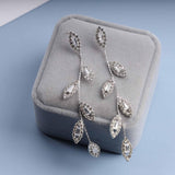 BEAUTIFUL EARTH Crystal Leaf Drop Earrings GOLD & SILVER