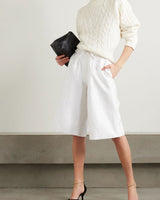 EMILIA WICKSTEAD Apera Cloqué Wide-Leg Shorts - Ivory Sz6