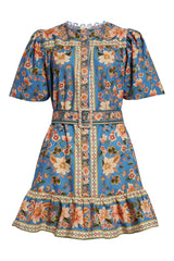 FARM RIO Tapestry Printed Mini Dress - Superbloom Blue SZL