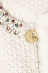 DEREK LAM 10 CROSBY Zaria Embellished Cardigan Jacket - Ivory Sz Small