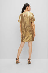 BOSS Esilca Smock Dress - Gold Sz10 NZM
